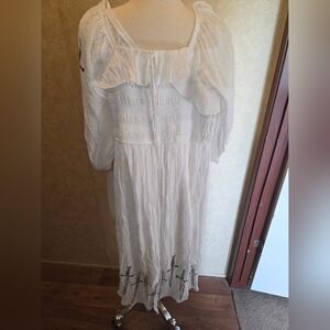 White Maxi Dress with Black Embroidery